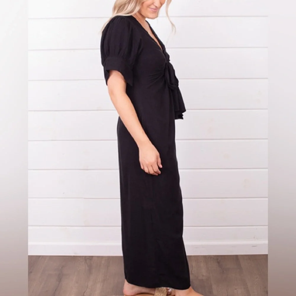 Free People Vintage Summer Midi Dress black XS NEW WITH TAGS NWT